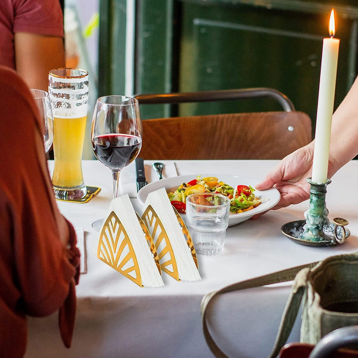 2 Pcs Nordic Hollow Stainless Steel Napkin Holder Gold