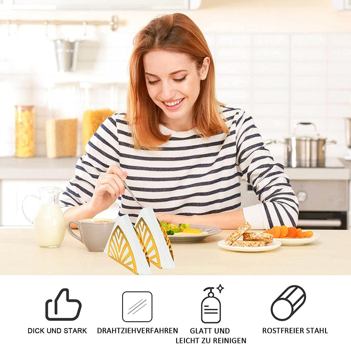 2 Pcs Nordic Hollow Stainless Steel Napkin Holder Gold