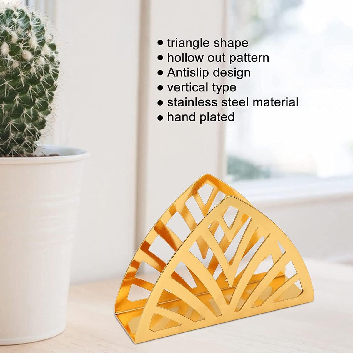 2 Pcs Nordic Hollow Stainless Steel Napkin Holder Gold