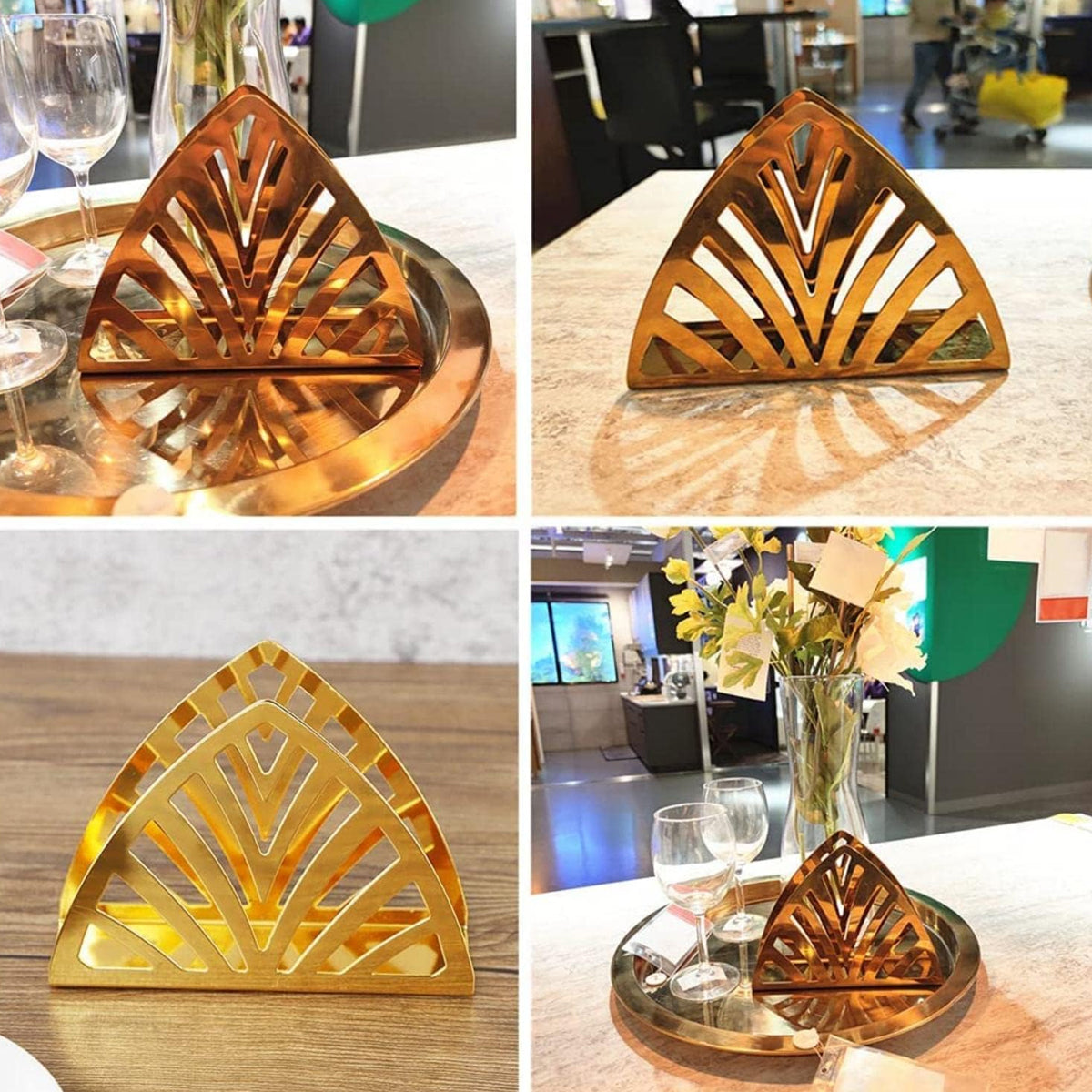 2 Pcs Nordic Hollow Stainless Steel Napkin Holder Gold