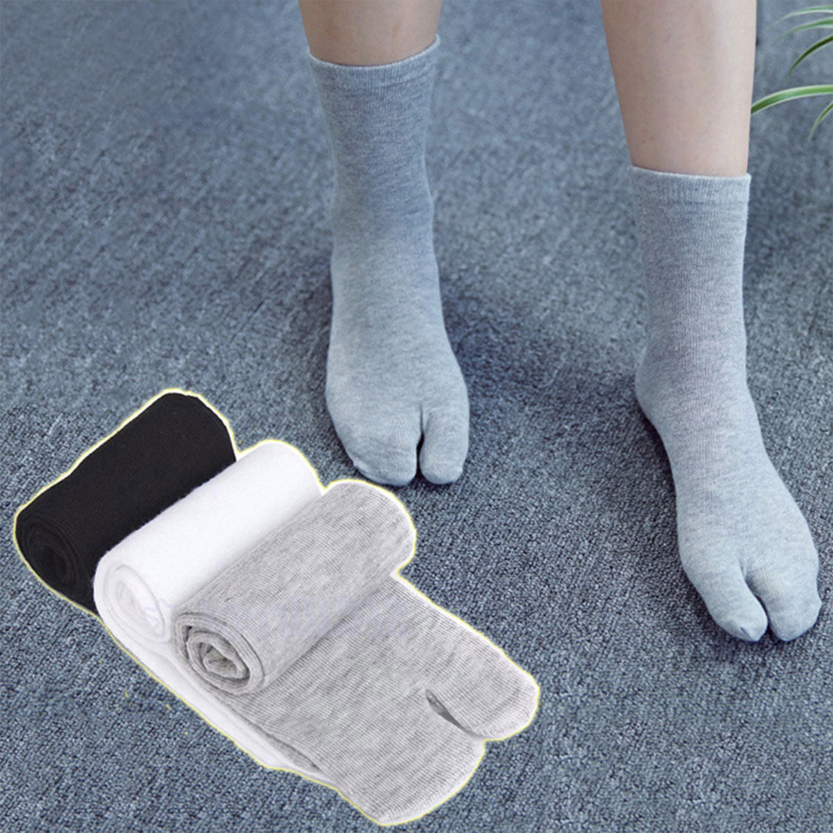 6 Pairs Split Toe Tabi Socks Cotton Blend Unisex Comfort