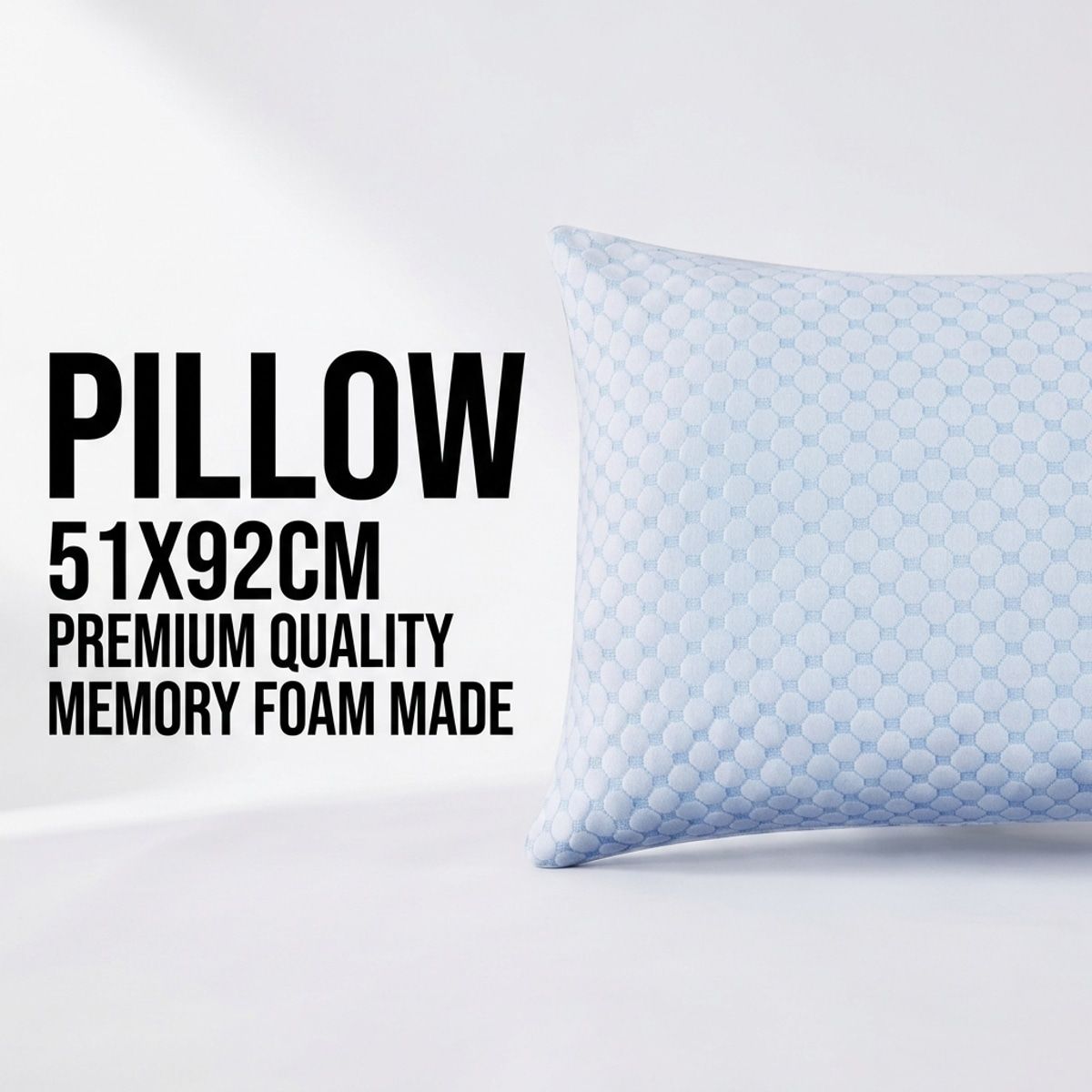 Shredded Memory Foam Pillow 51 × 92 cm in Blue – Size Guide
