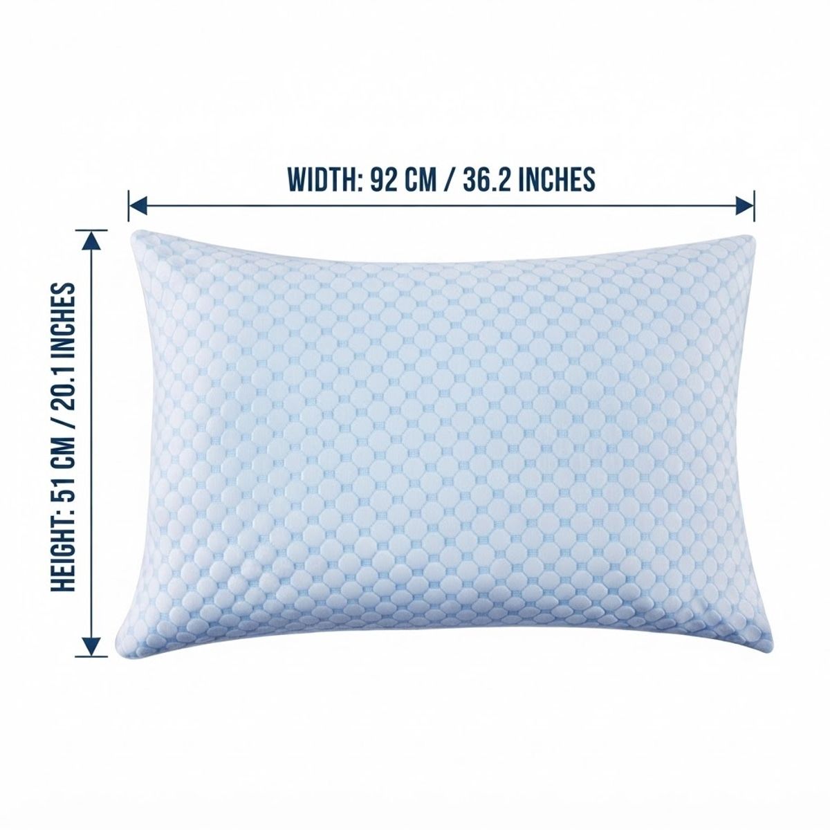 Shredded Memory Foam Pillow 51 × 92 cm in Blue – Size Guide