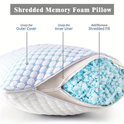 Shredded Memory Foam Pillow 51 × 92 cm in Blue – Size Guide
