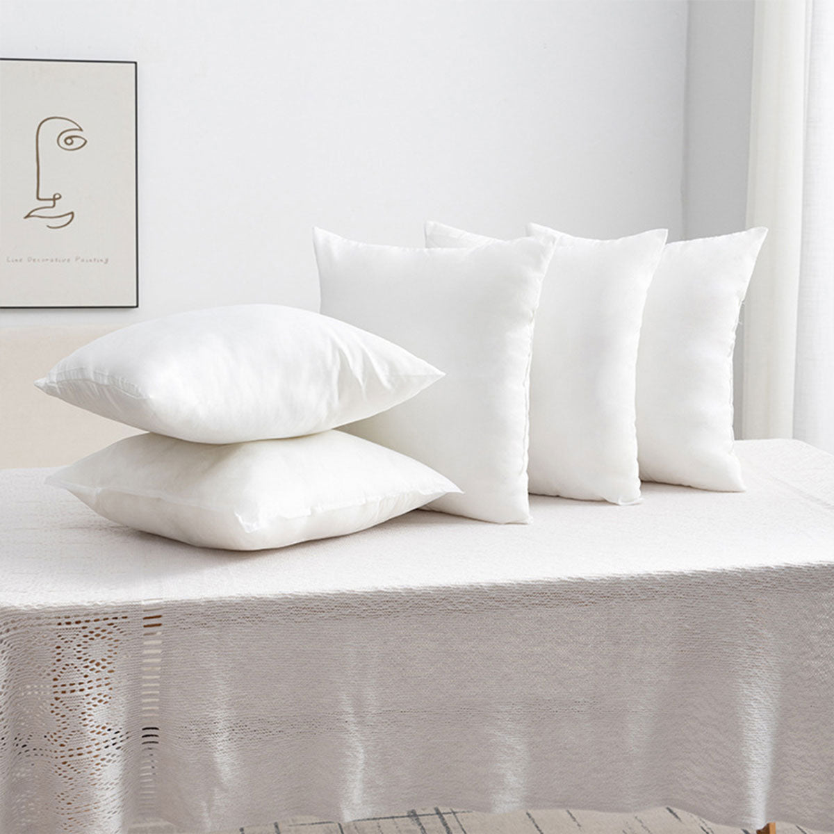 2pcs Premium Square Pillow Inserts Soft Cushion Fillers Hotel Quality