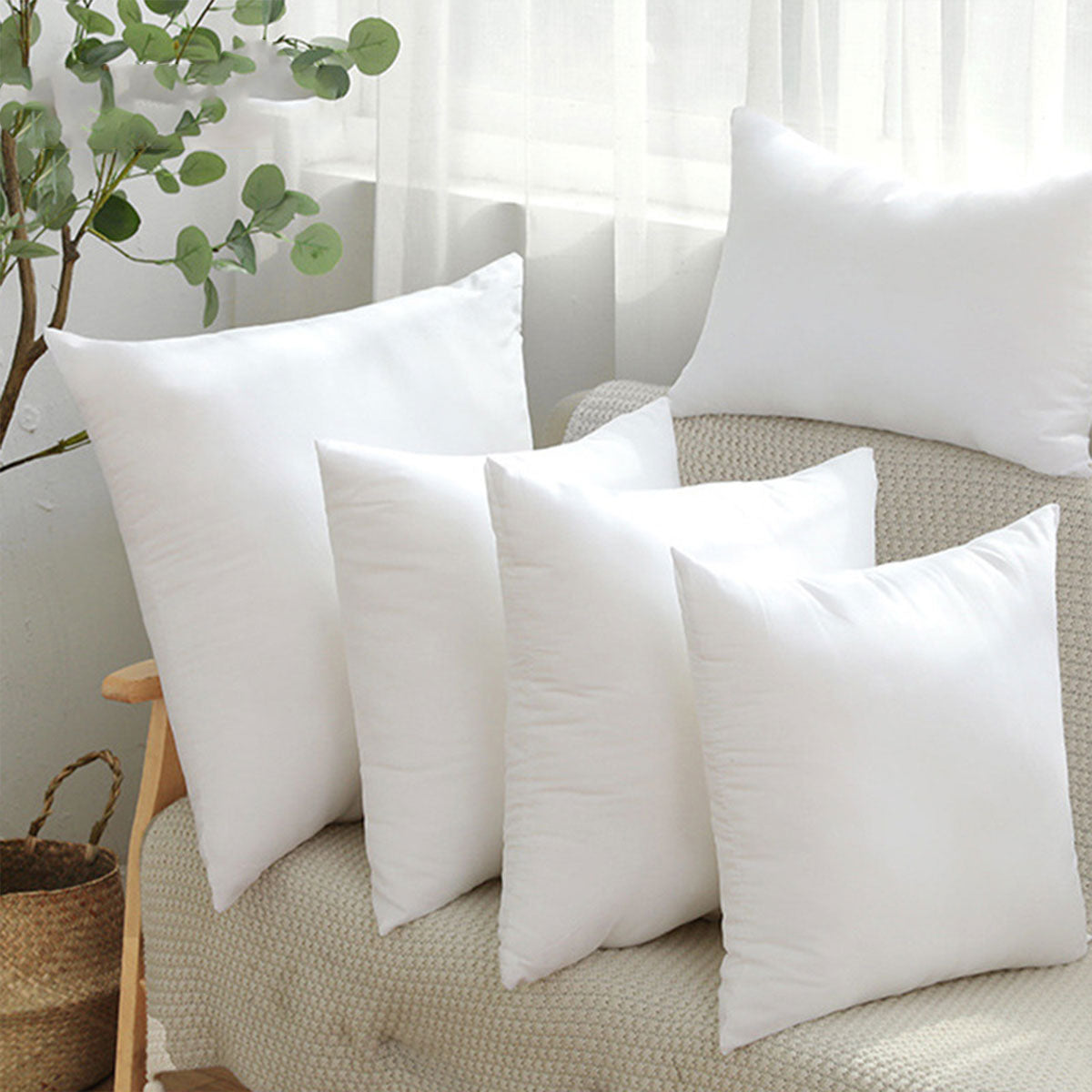 2pcs Premium Square Pillow Inserts Soft Cushion Fillers Hotel Quality