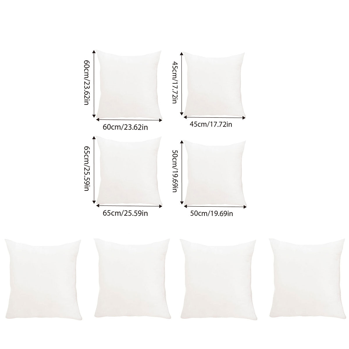 2pcs Premium Square Pillow Inserts Soft Cushion Fillers Hotel Quality