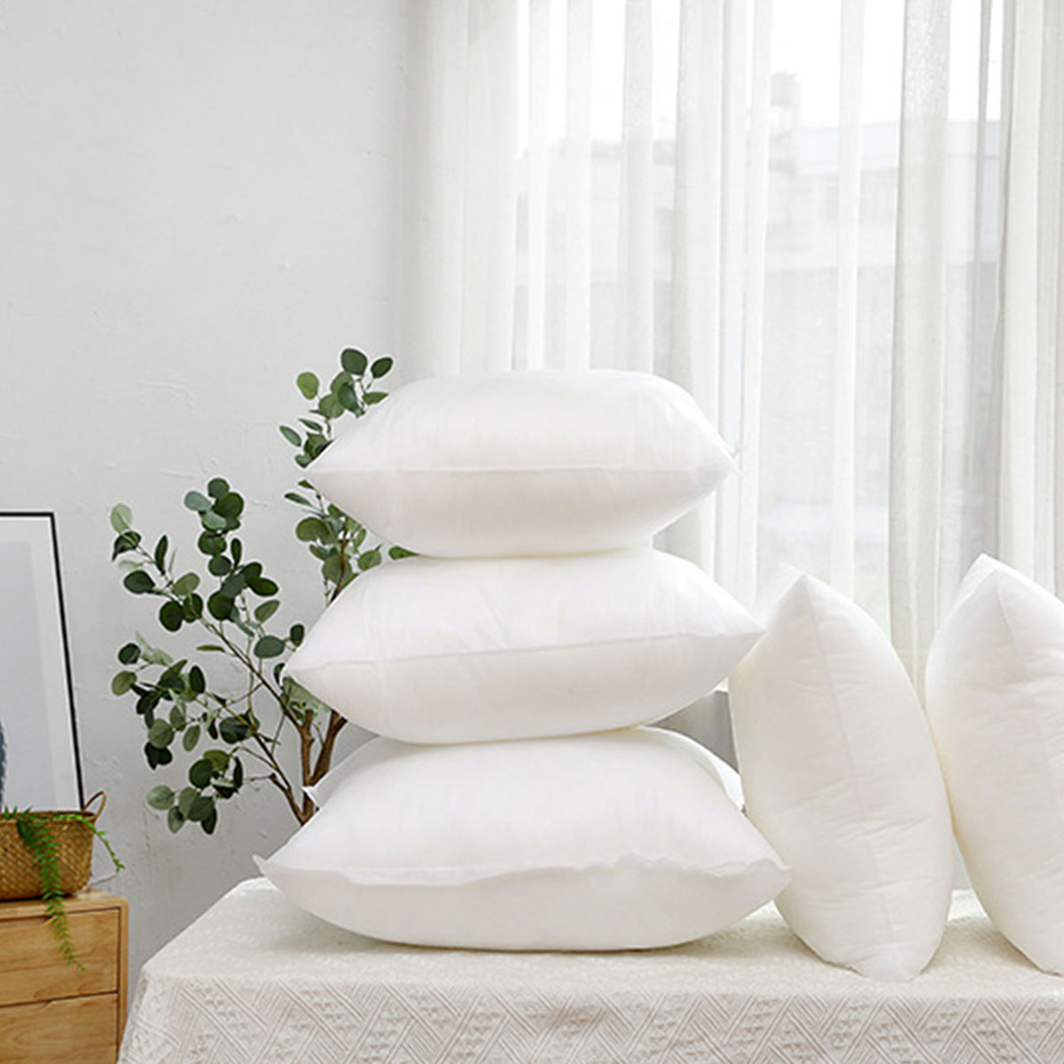 2pcs Premium Square Pillow Inserts Soft Cushion Fillers Hotel Quality