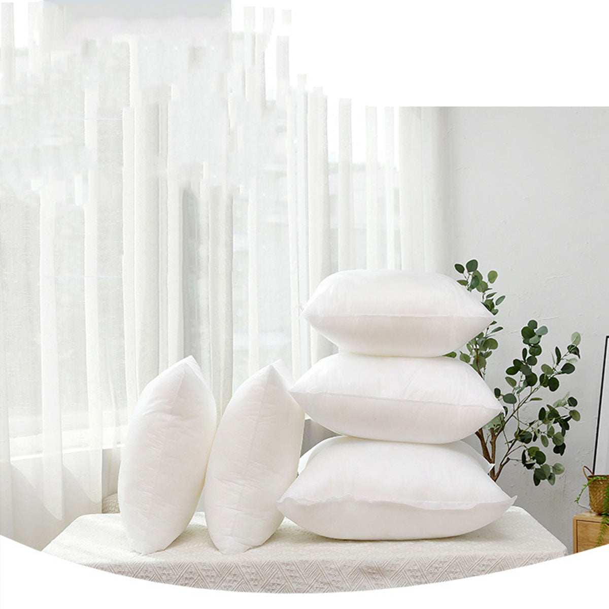 2pcs Premium Square Pillow Inserts Soft Cushion Fillers Hotel Quality