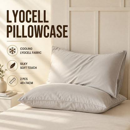 2 Pcs Grey Tencel Pillowcases with Soft Finish – Product View 2