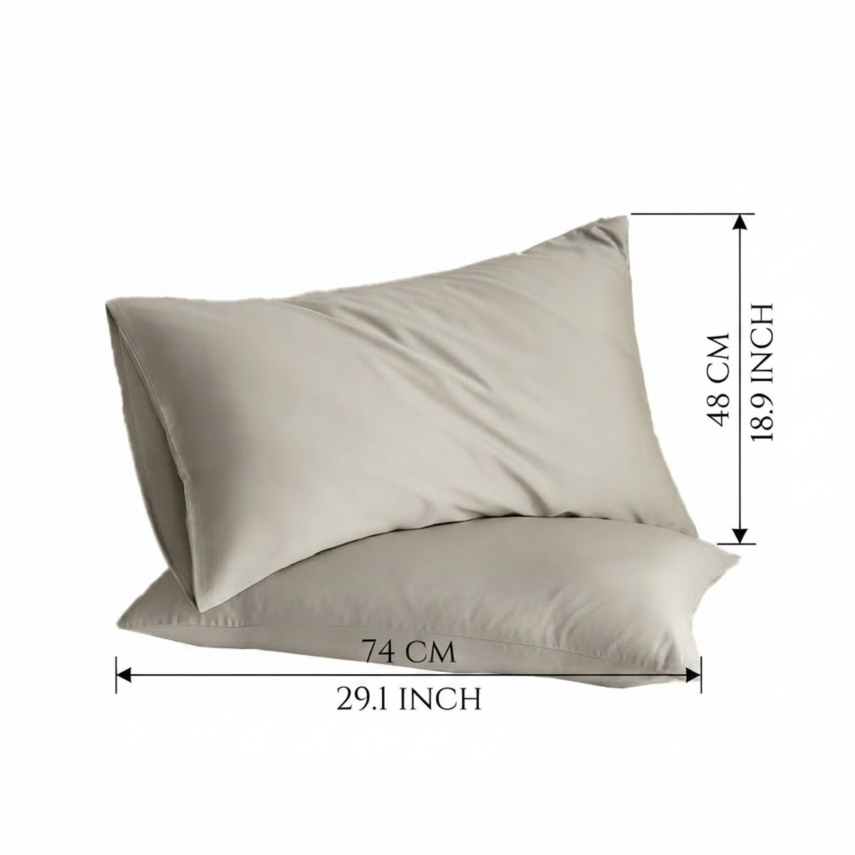 2 Pcs Grey Tencel Pillowcases with Soft Finish – Product View 3