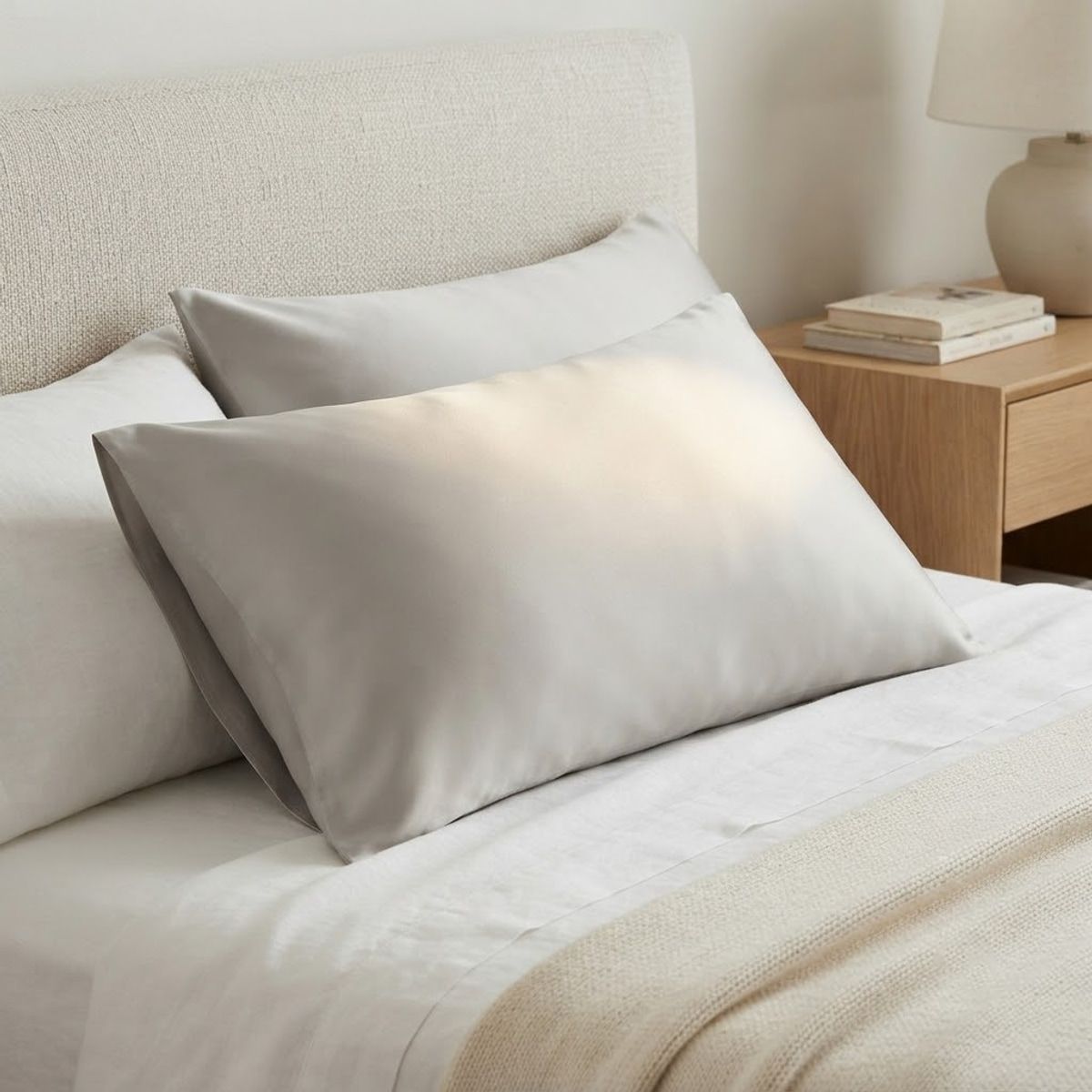 2 Pcs Grey Tencel Pillowcases with Soft Finish – Product View 5