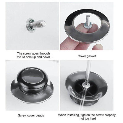 2pcs Stainless Steel Replacement Pot Lid Knob Handle Set for Cookware