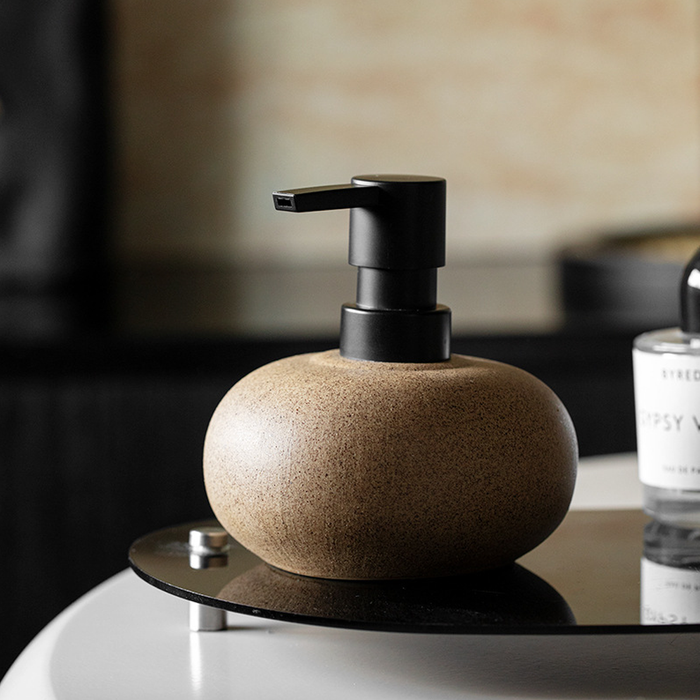 Ceramic Soap Dispenser with Black Press Pump