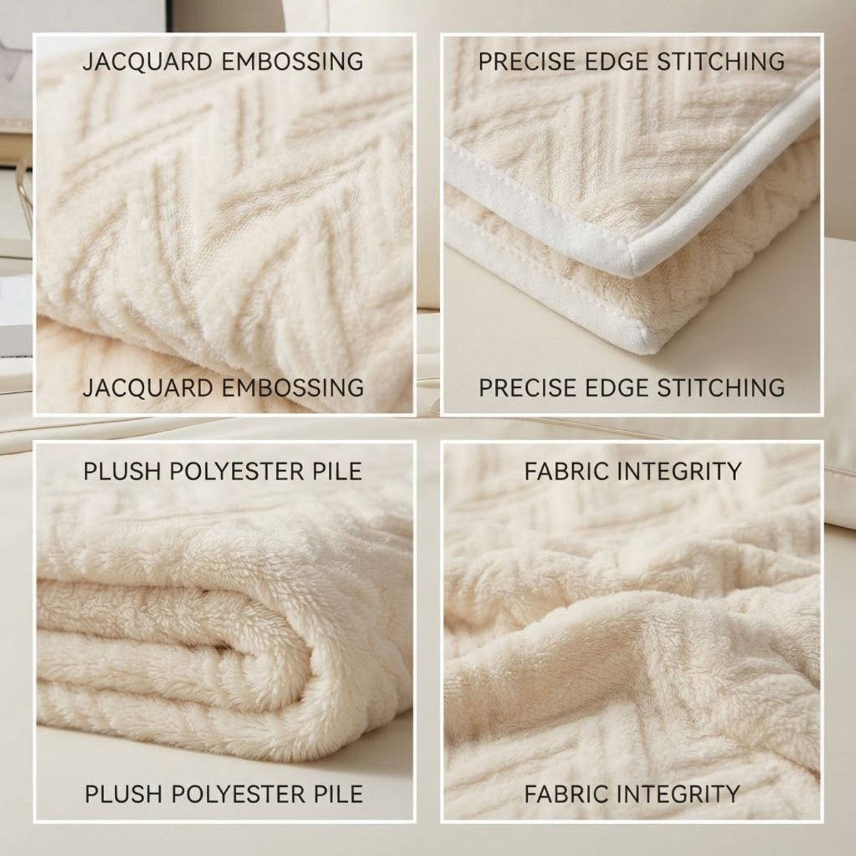 Thick Jacquard Flannel Blanket 200 x 230cm – Size Guide