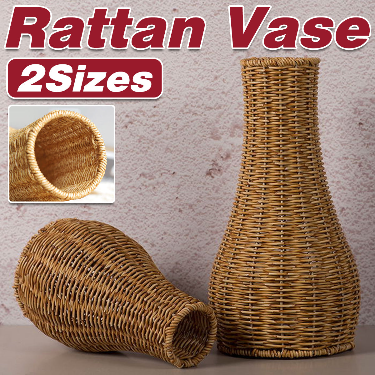 Imitation Rattan Woven Vase Decorative Flower Vase Arrangement for Home Decor