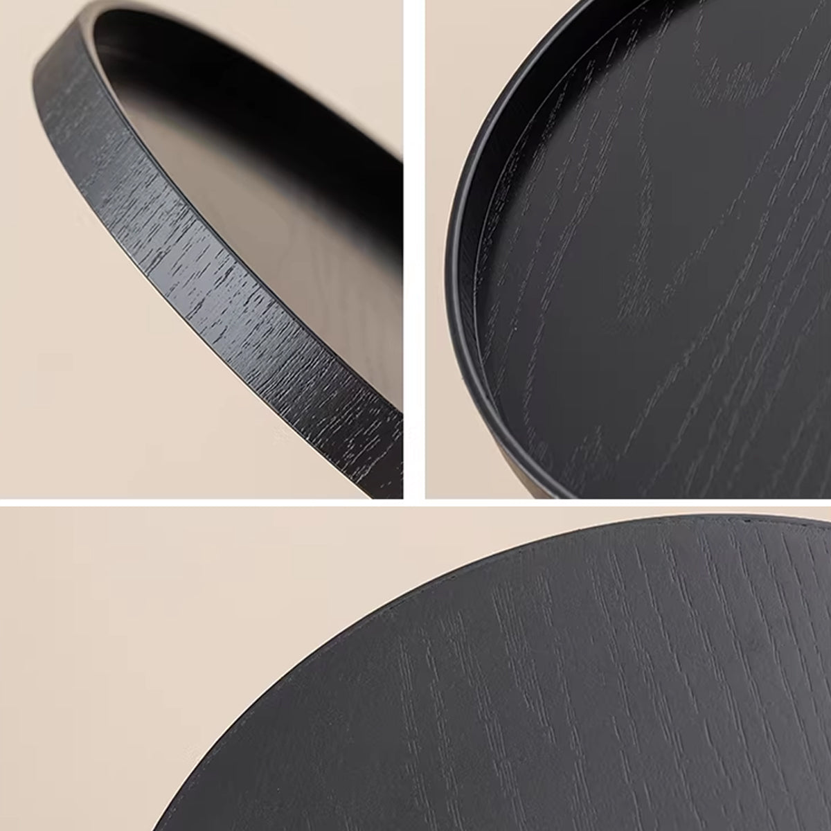 5 Piece Wood Grain Round Serving Tray Set in 2 Sizes