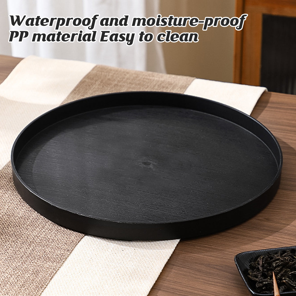 5 Piece Wood Grain Round Serving Tray Set in 2 Sizes