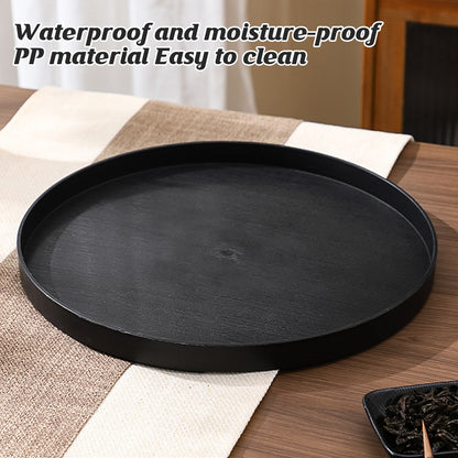 5 Piece Wood Grain Round Serving Tray Set in 2 Sizes