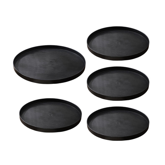 5 Piece Wood Grain Round Serving Tray Set in 2 Sizes