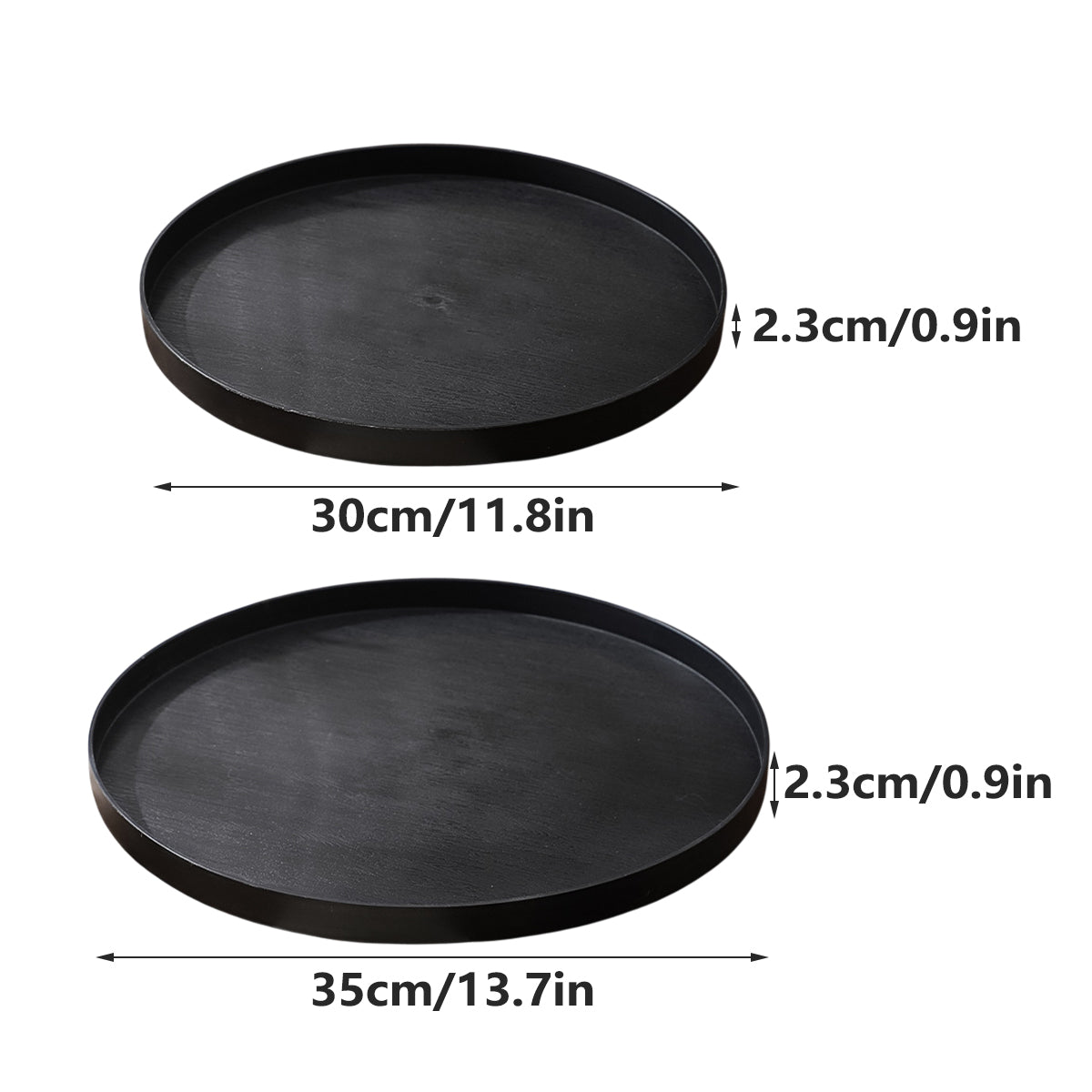 5 Piece Wood Grain Round Serving Tray Set in 2 Sizes
