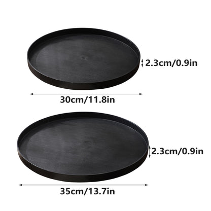 5 Piece Wood Grain Round Serving Tray Set in 2 Sizes