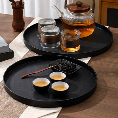 5 Piece Wood Grain Round Serving Tray Set in 2 Sizes