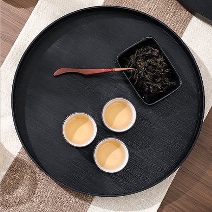 5 Piece Wood Grain Round Serving Tray Set in 2 Sizes