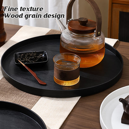 5 Piece Wood Grain Round Serving Tray Set in 2 Sizes