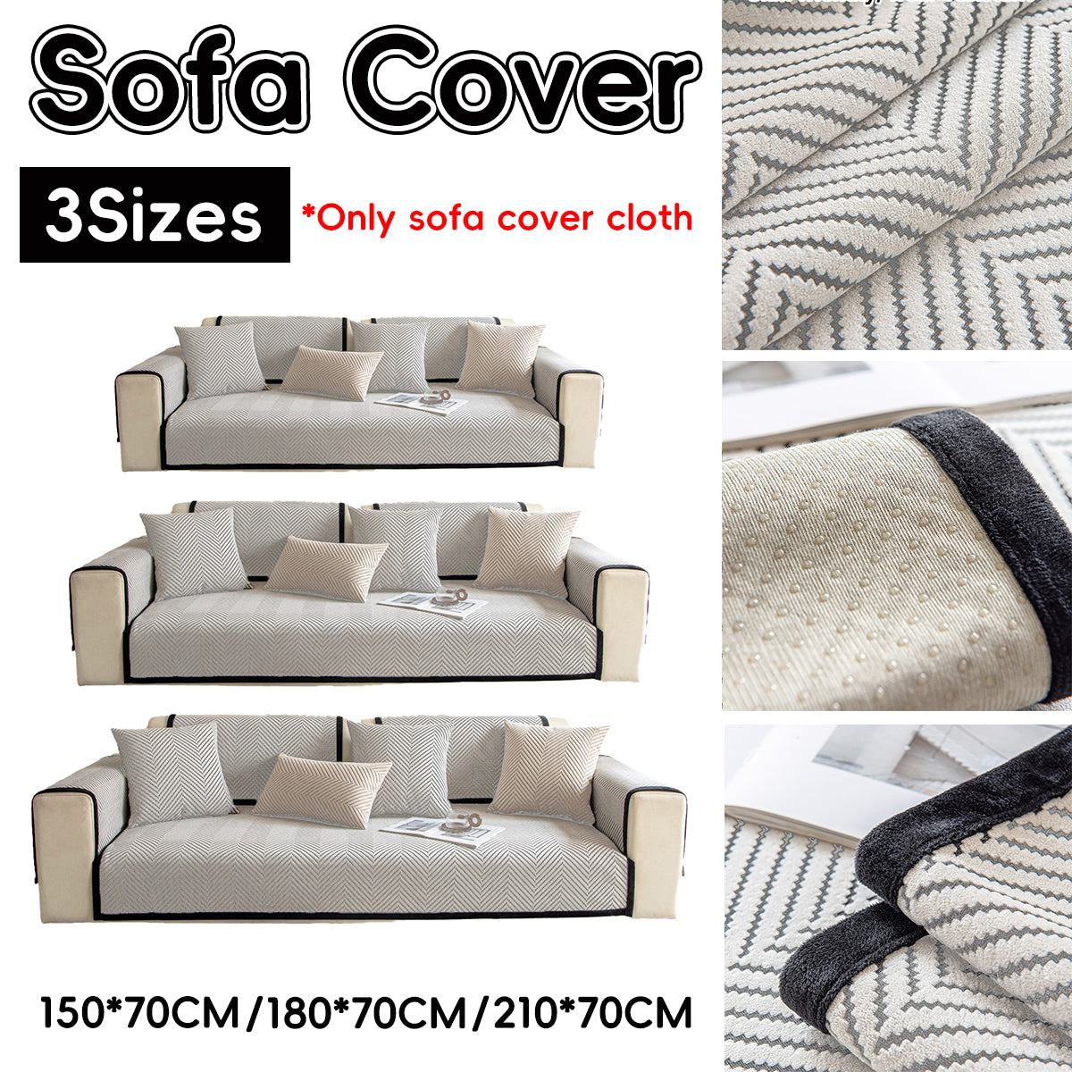 Sofa Cover Soft Chenille Anti-Slip for Living Room Couch