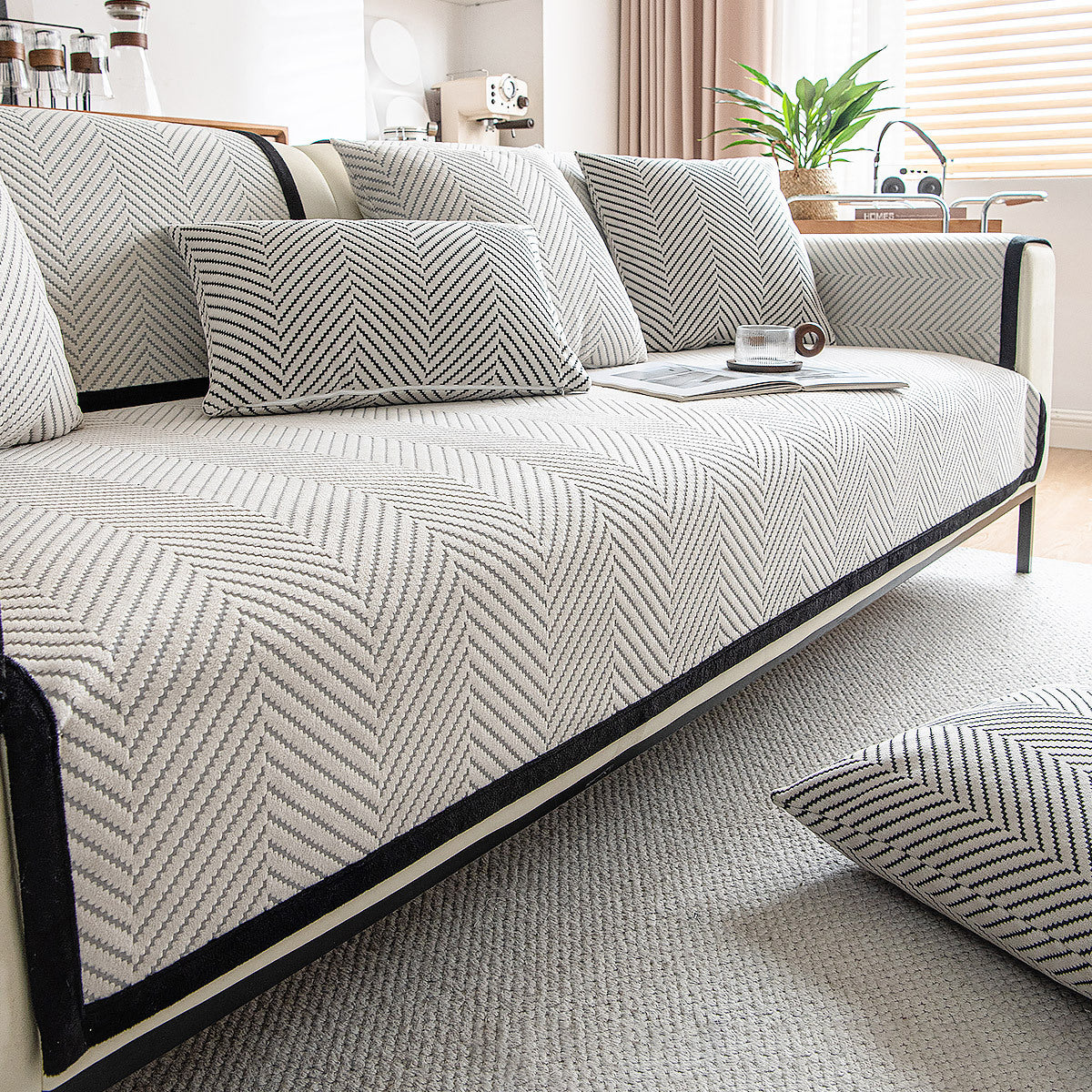 Sofa Cover Soft Chenille Anti-Slip for Living Room Couch