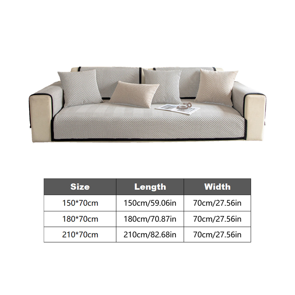 Sofa Cover Soft Chenille Anti-Slip for Living Room Couch