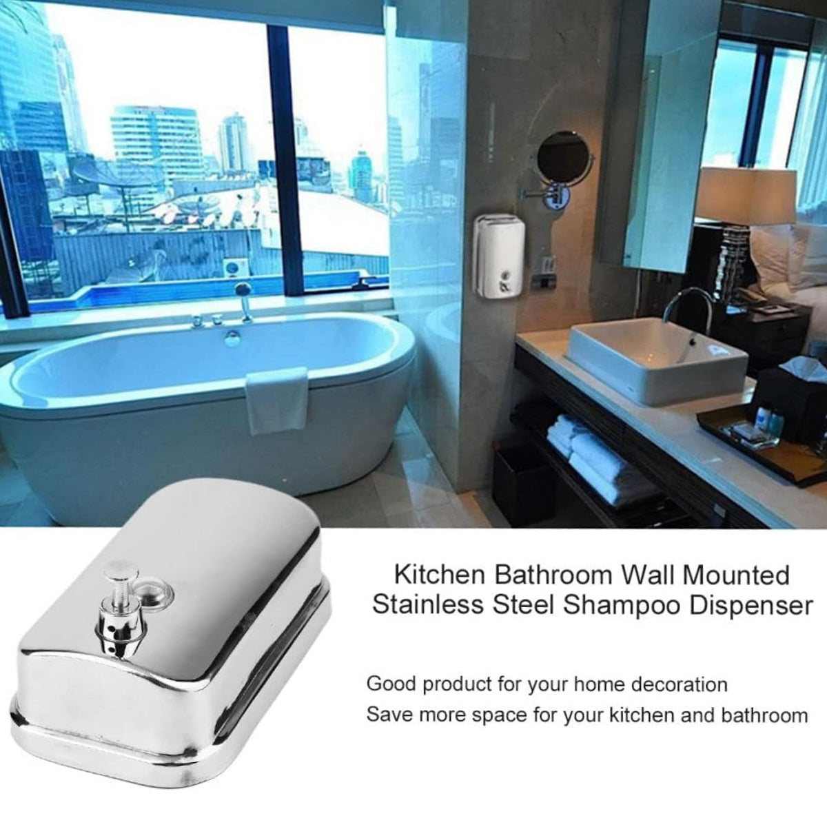 Stainless Steel Wall Mounted Soap Dispenser Hotel Bathroom Sanitizer Bottle AU