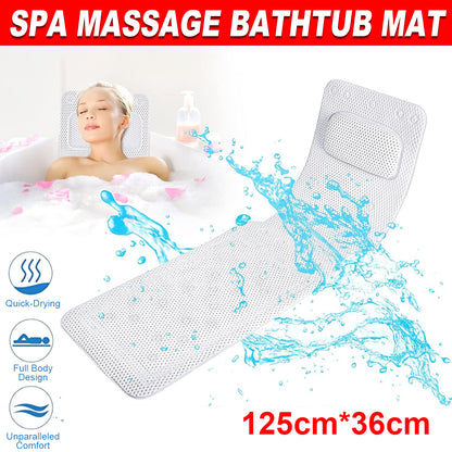 Non Slip PVC Full Body Bath Mat Massage Cushion with Suction Cups for Bathtub AU