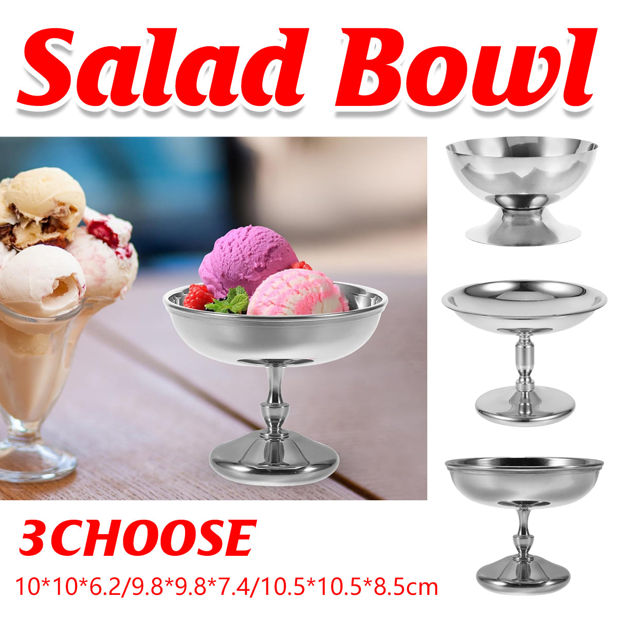 304 Stainless Steel Goblet Hotel Restaurant Ice Cream Cup Bar Dessert Fruit AU