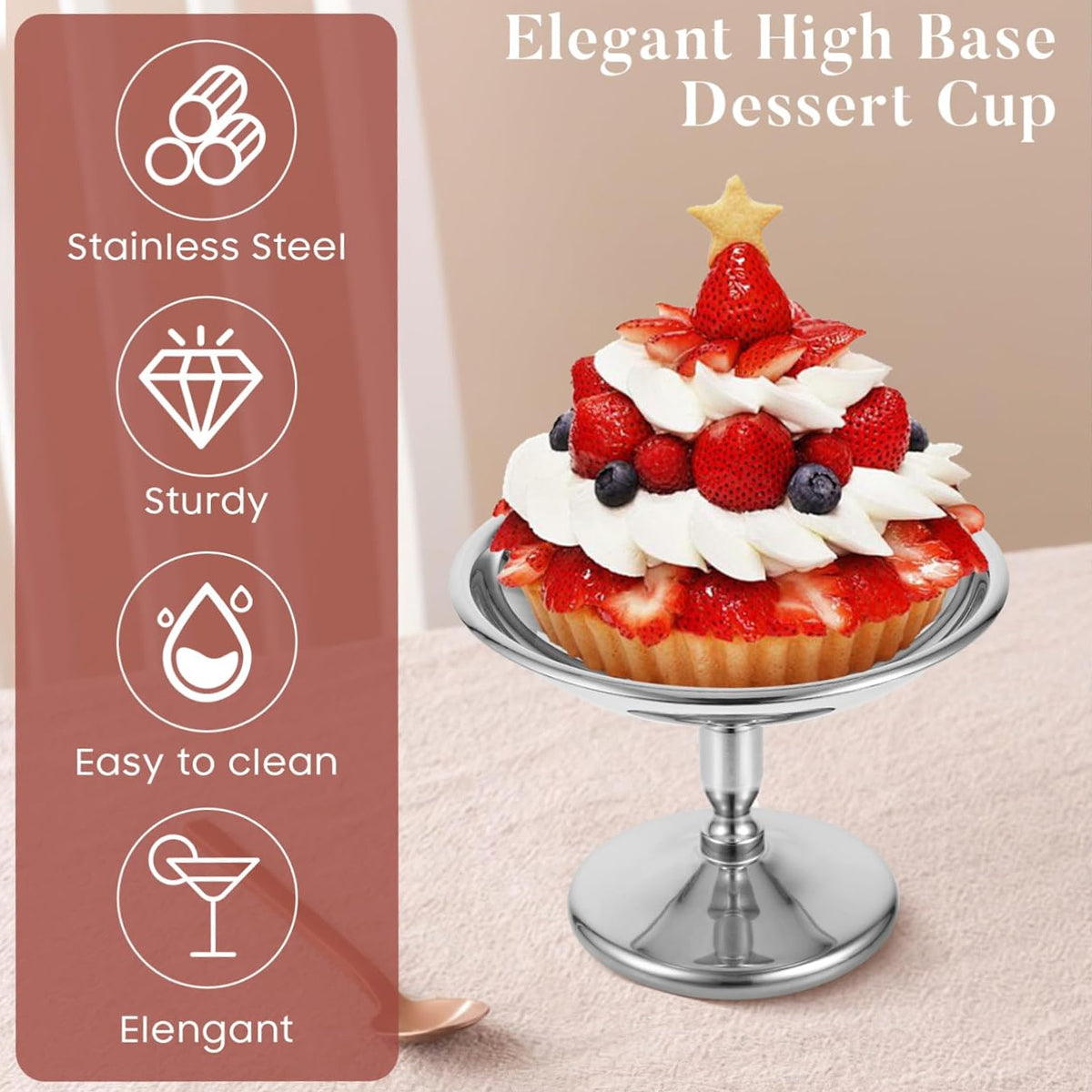 304 Stainless Steel Goblet Hotel Restaurant Ice Cream Cup Bar Dessert Fruit AU