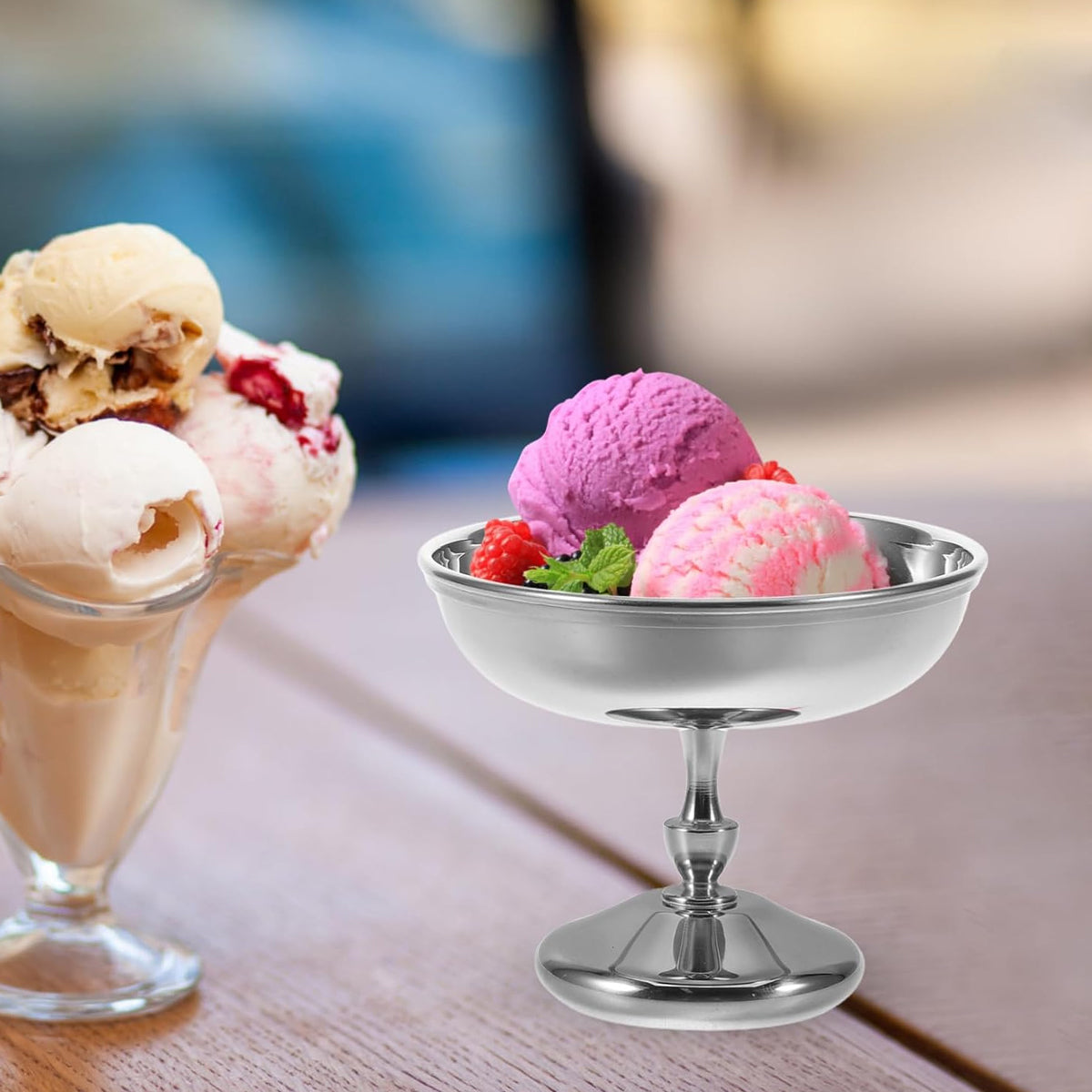 304 Stainless Steel Goblet Hotel Restaurant Ice Cream Cup Bar Dessert Fruit AU