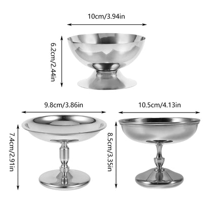 304 Stainless Steel Goblet Hotel Restaurant Ice Cream Cup Bar Dessert Fruit AU