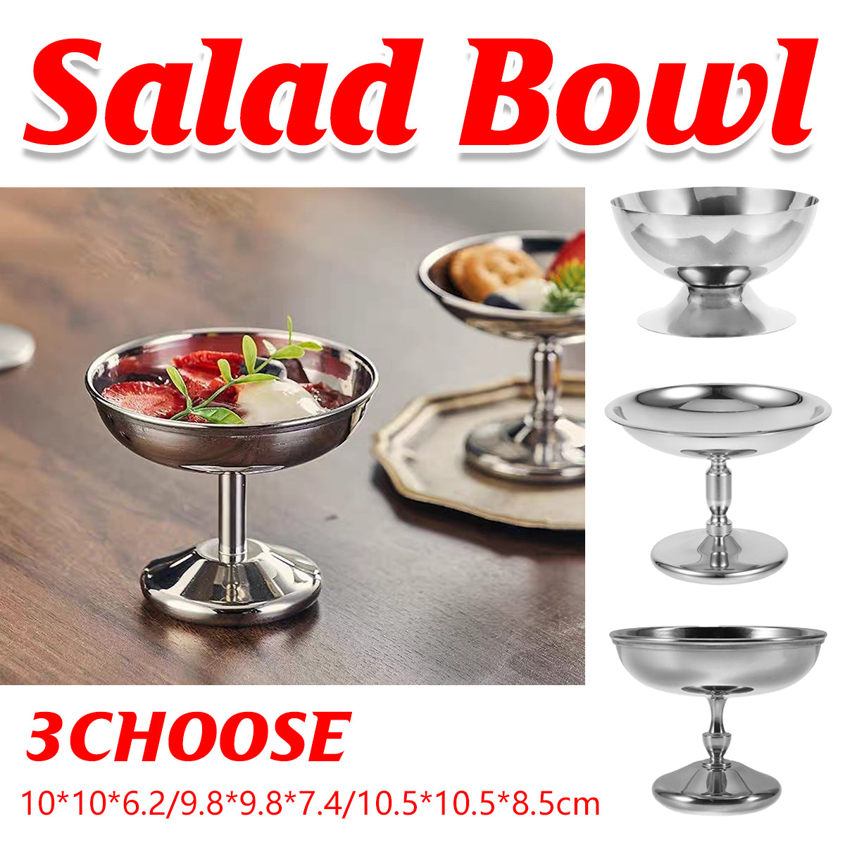 304 Stainless Steel Goblet Hotel Restaurant Ice Cream Cup Bar Dessert Fruit AU