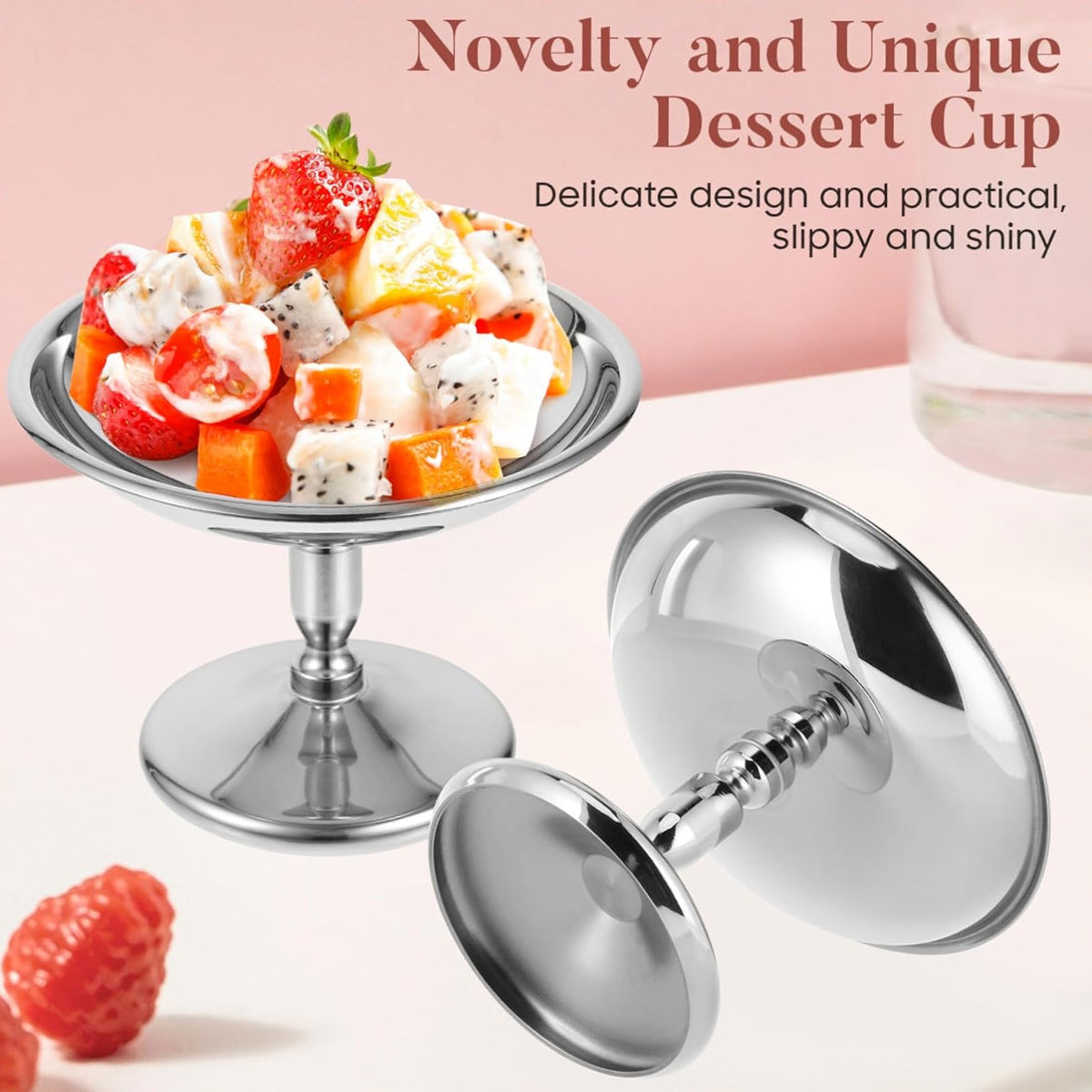 304 Stainless Steel Goblet Hotel Restaurant Ice Cream Cup Bar Dessert Fruit AU