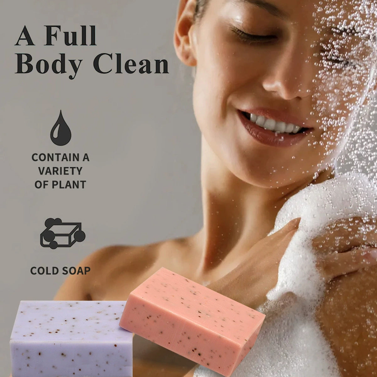 Seaweed Exfoliating Body Soap Bar 2pcs Botanical Scrub Cleanser