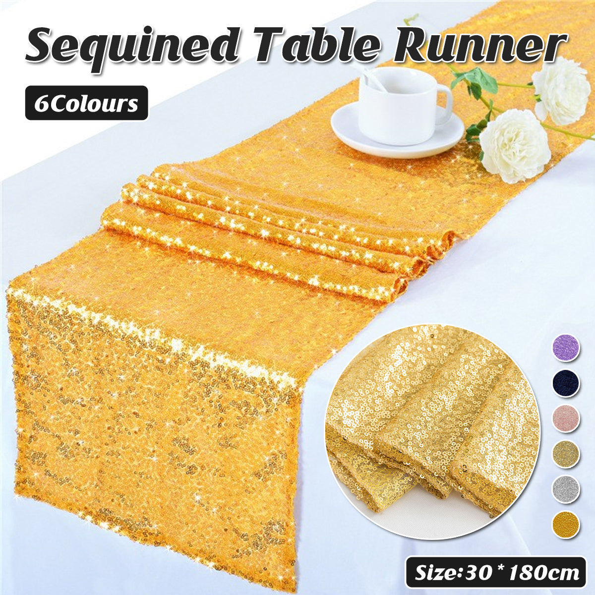 Sequin Table Runner 30x180cm for Wedding Party Decor