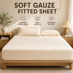 Beige Double-Layer Gauze Fitted Sheet 200 x 220cm – Size Guide
