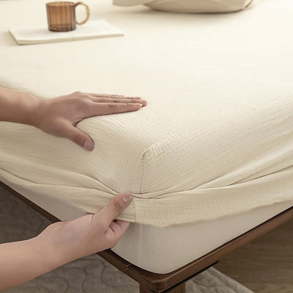 Beige Double-Layer Gauze Fitted Sheet 200 x 220cm – Size Guide