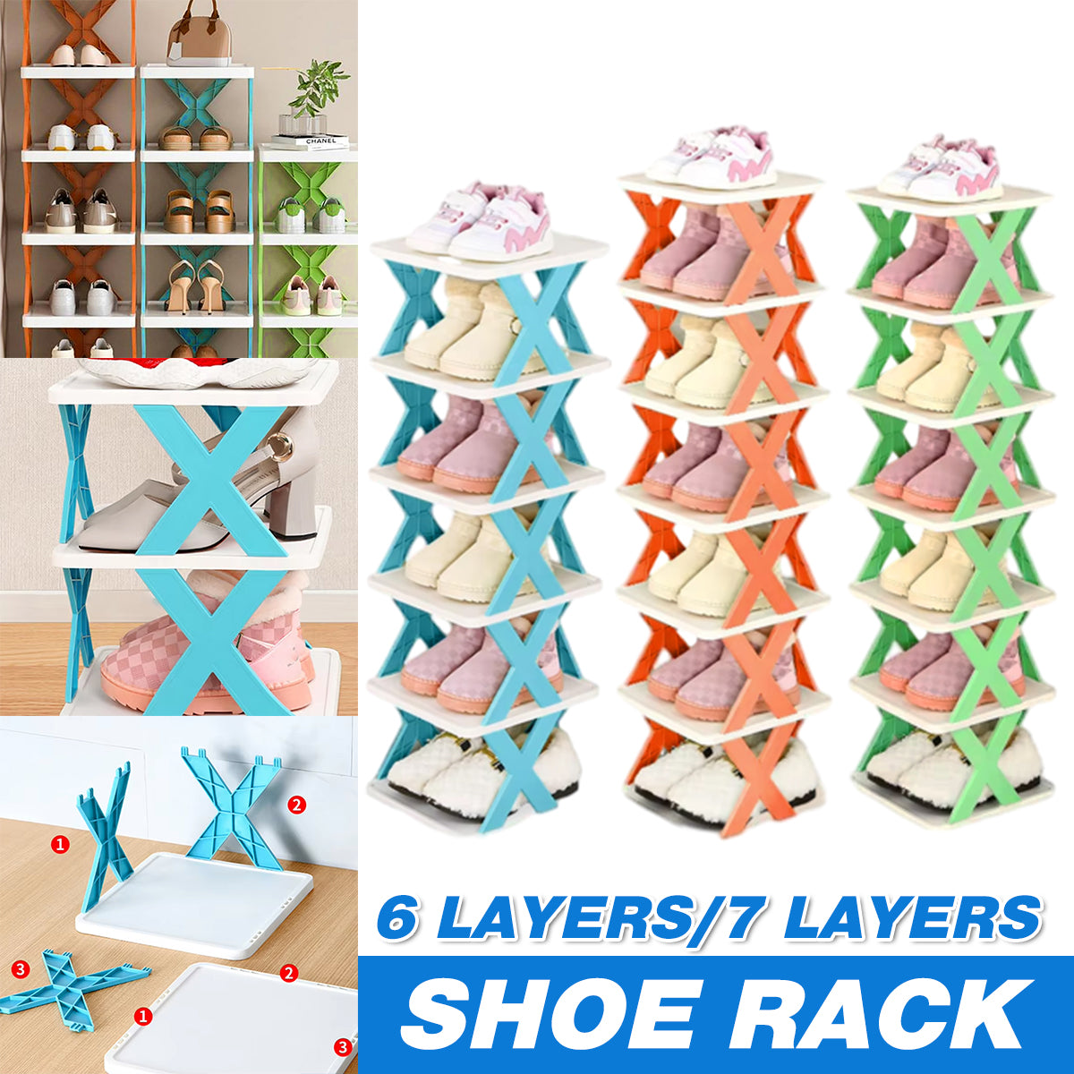 6/7 Tier Shoe Rack Space Saving Small Shoe Cabinet Storage Shelf Organizer AU