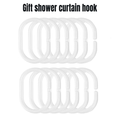 Waterproof Polyester Shower Curtain with 12 Hooks