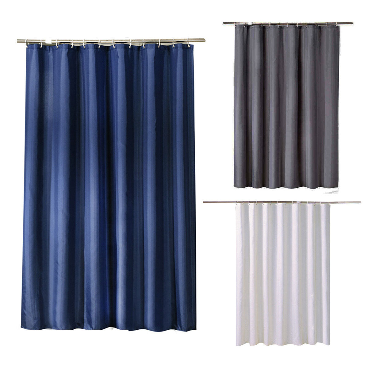 Waterproof Polyester Shower Curtain with 12 Hooks