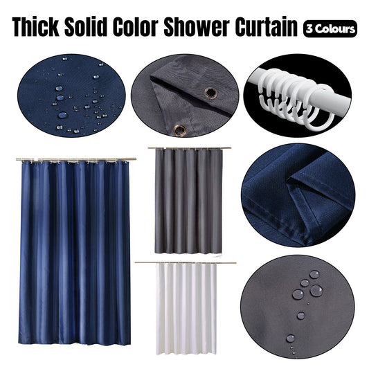 Waterproof Polyester Shower Curtain with 12 Hooks