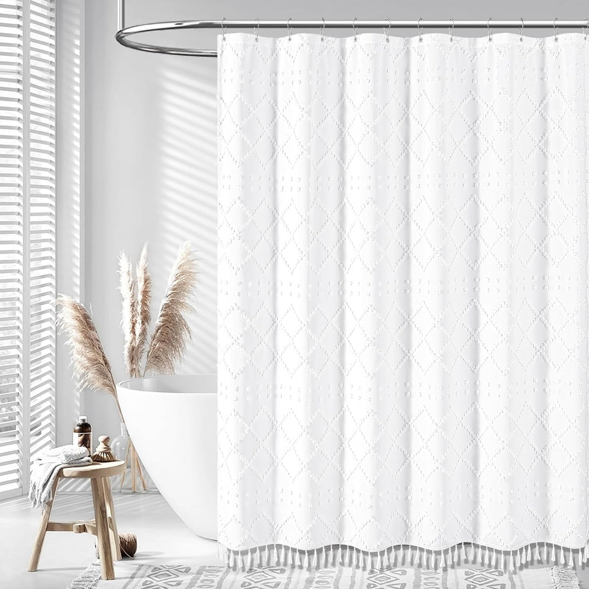 Waterproof Mildew Resistant Shower Curtain with Fringe Design