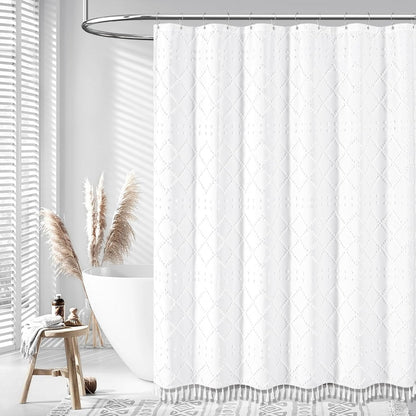 Waterproof Mildew Resistant Shower Curtain with Fringe Design